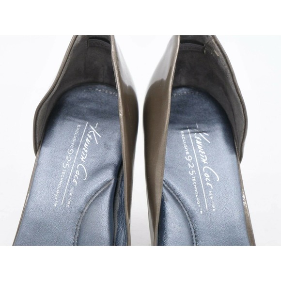 Kenneth Cole Heels Womens 8.5 Gray Patent Leather Open Toe D'Orsay Pumps Slip On - Picture 8 of 11
